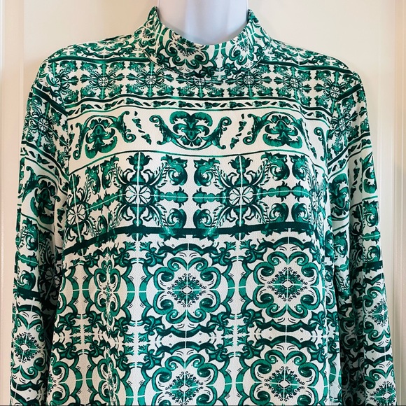 H&M Green & White Paisley Print Top Size 6 - Picture 4 of 9